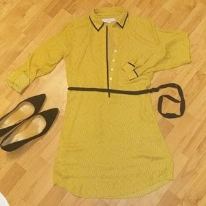LOFT - Collared long sleeve shirt dress tie belt